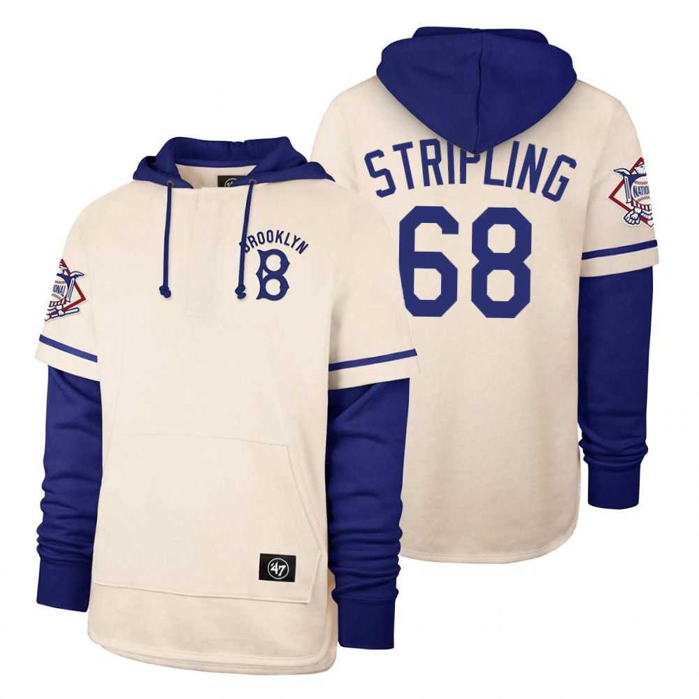 Men Los Angeles Dodgers 68 Stripling Cream 2021 Pullover Hoodie MLB Jersey Men Los Angeles Dodgers 68 Stripling Cream 2021 Pullover Hoodie MLB Jersey